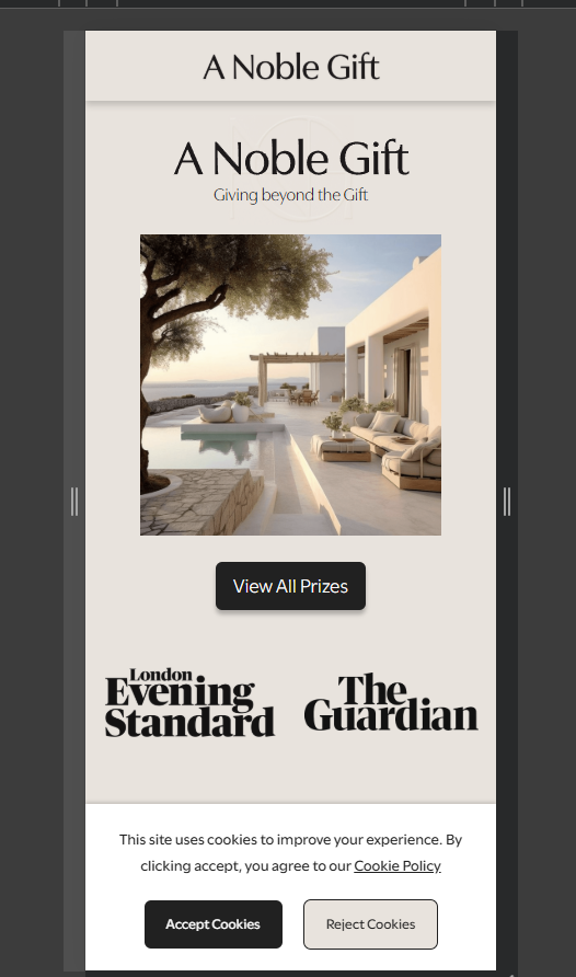 Noble Prize mobile homepage